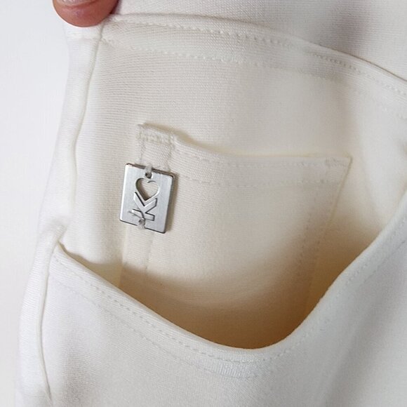 NEW Belle by Kim Gravel Petite Perfect Ponte Straight Leg Pant Cream Size 16P - Picture 6 of 9